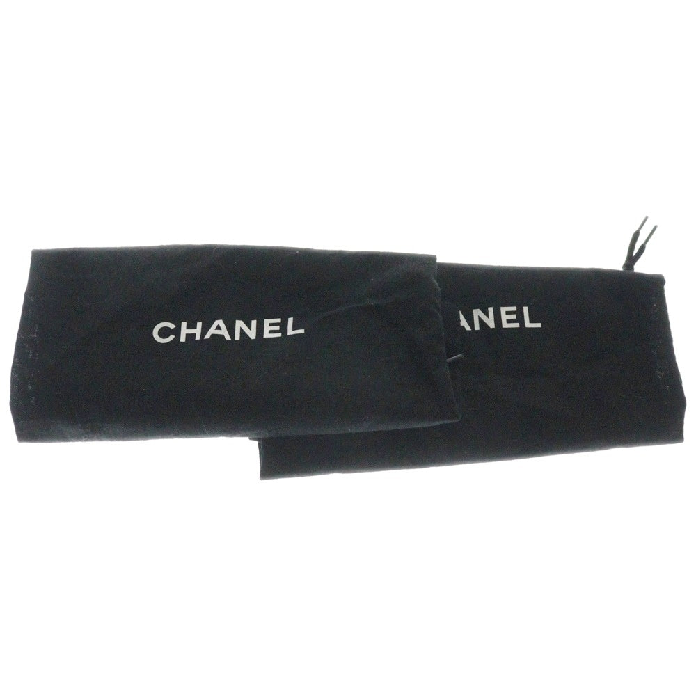 CHANEL(シャネル) ロゴ刺繍 スウェードレザー ポインテッドトゥ フラット ローカットシューズ パンプス ブルー/ブラック レディース G33087