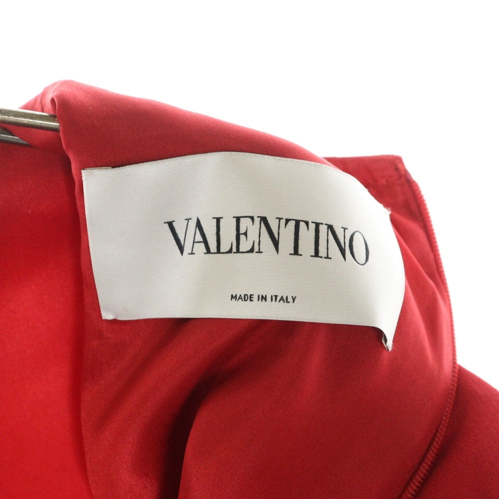 VALENTINO(ヴァレンティノ) ポケットデザイン バックファスナー 半袖 ミディアムワンピース レッド レディース GB3VS4Q0-V12389B