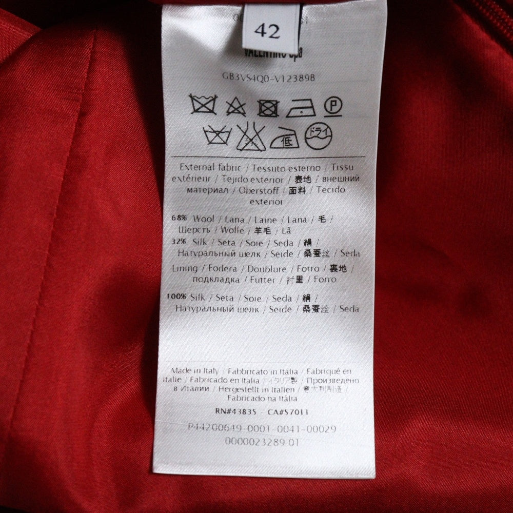 VALENTINO(ヴァレンティノ) ポケットデザイン バックファスナー 半袖 ミディアムワンピース レッド レディース GB3VS4Q0-V12389B