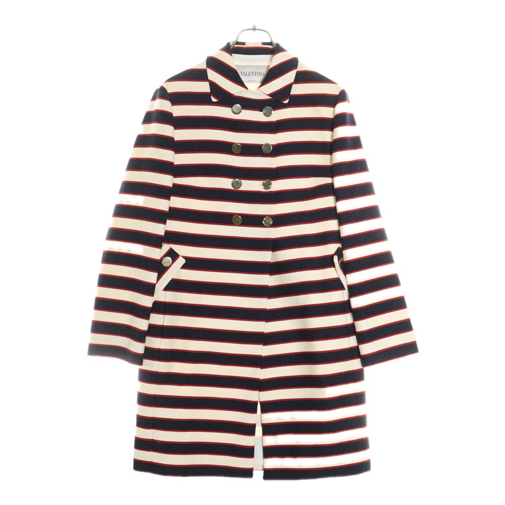 VALENTINO(ヴァレンティノ) ボーダー セットアップ ノースリーブワンピース ジャケット コート GB336417 ホワイト×ネイビー×レッド レディース