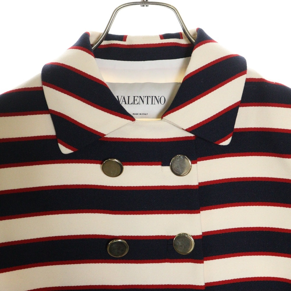 VALENTINO(ヴァレンティノ) ボーダー セットアップ ノースリーブワンピース ジャケット コート GB336417 ホワイト×ネイビー×レッド レディース