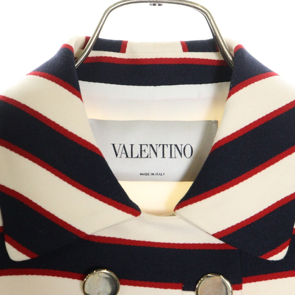 VALENTINO(ヴァレンティノ) ボーダー セットアップ ノースリーブワンピース ジャケット コート GB336417 ホワイト×ネイビー×レッド レディース