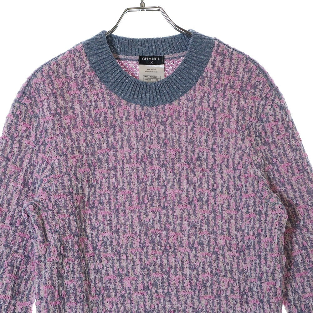 CHANEL(シャネル) ラメ クルーネック長袖ニット ココマーク ピンク P51171K06607