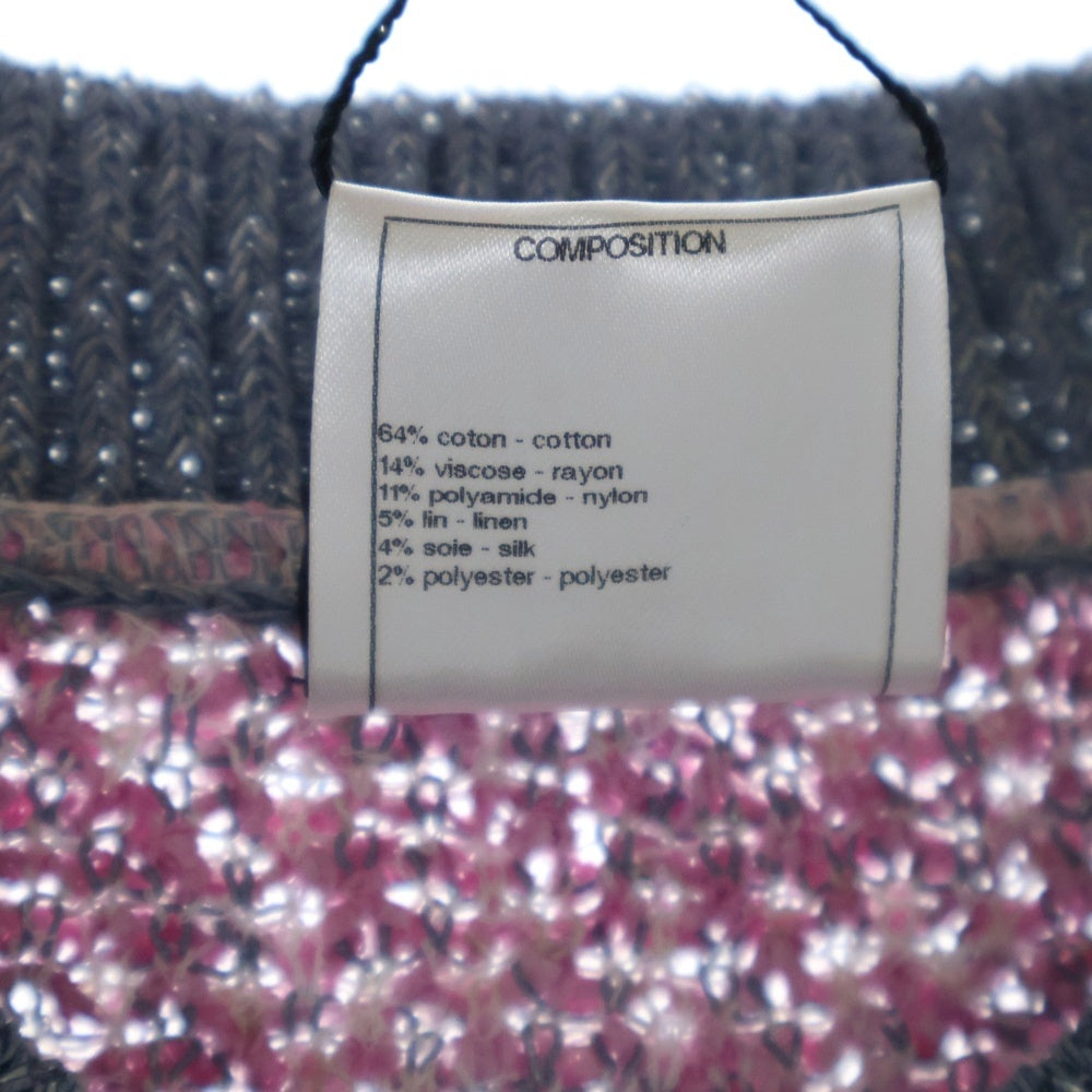 CHANEL(シャネル) ラメ クルーネック長袖ニット ココマーク ピンク P51171K06607