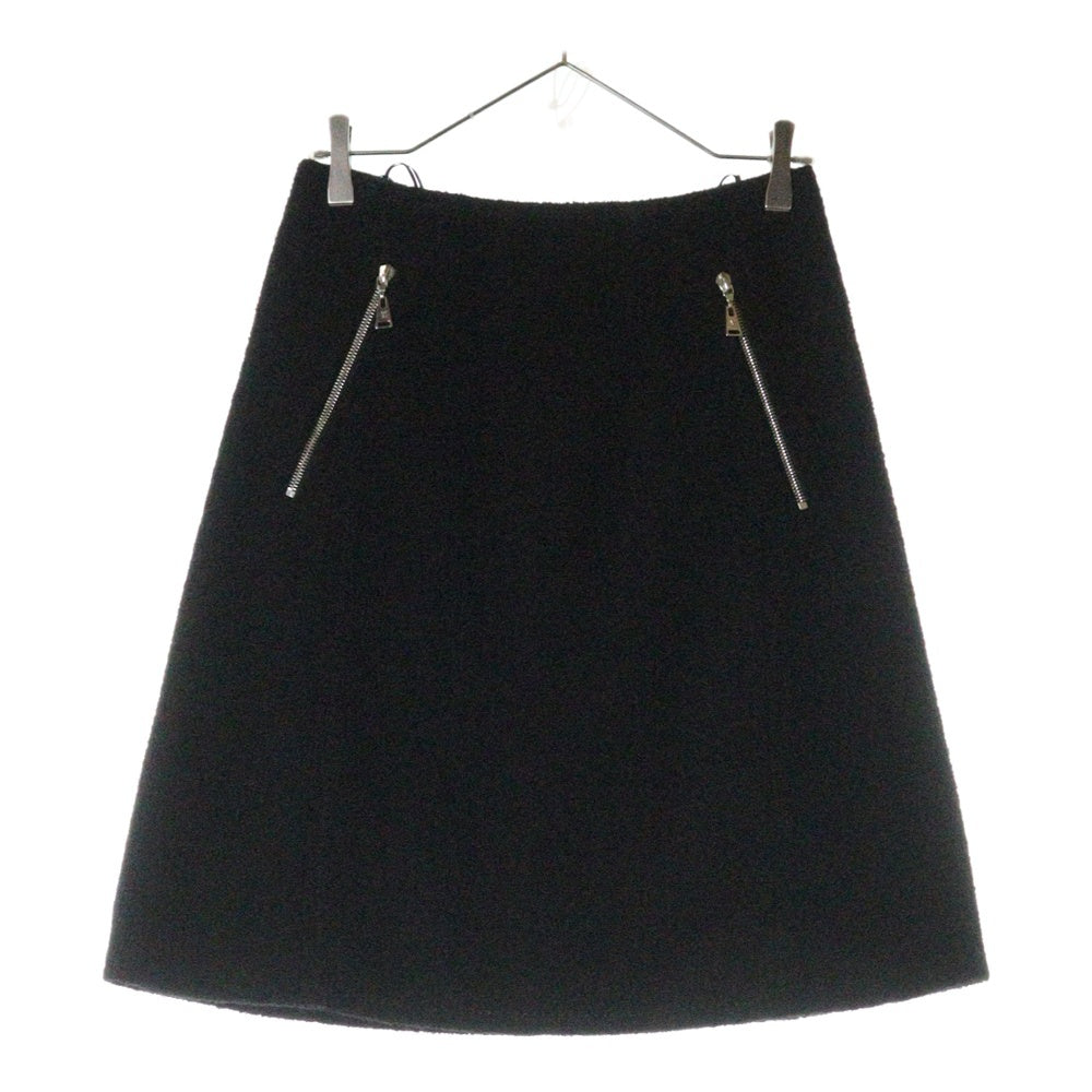 LOUIS VUITTON(ルイヴィトン) アルパカ混 ウール ジップポケット バックファスナー ミディアム フレアスカート ブラック RW142A F6SK08UEV