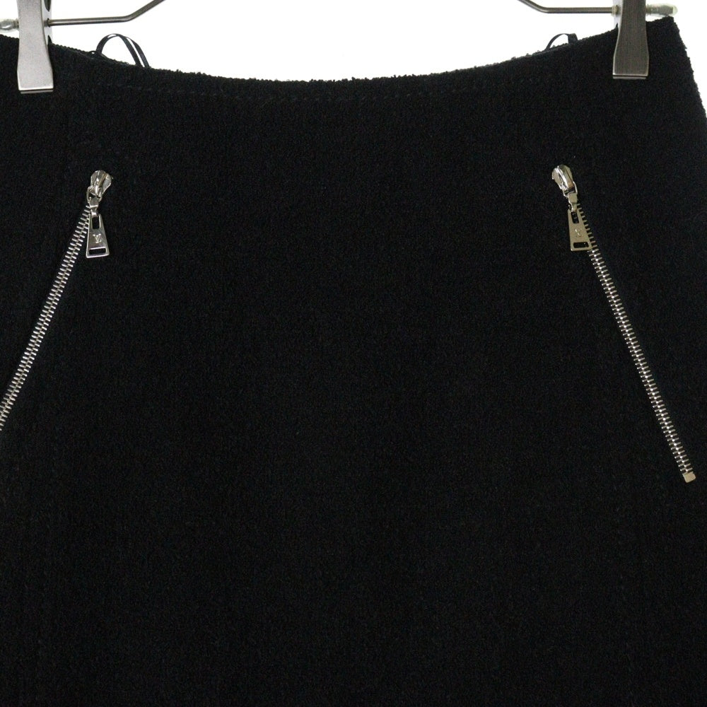 LOUIS VUITTON(ルイヴィトン) アルパカ混 ウール ジップポケット バックファスナー ミディアム フレアスカート ブラック RW142A F6SK08UEV