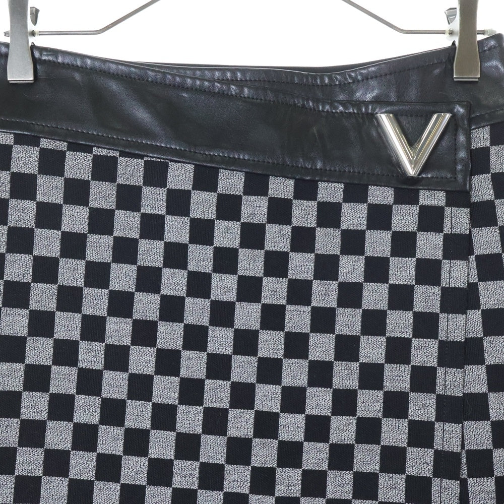 LOUIS VUITTON(ルイヴィトン) 17SS ダミエ LVロゴバックル レザー切替スカート ブラック レディース RW171W XDY FBSK07
