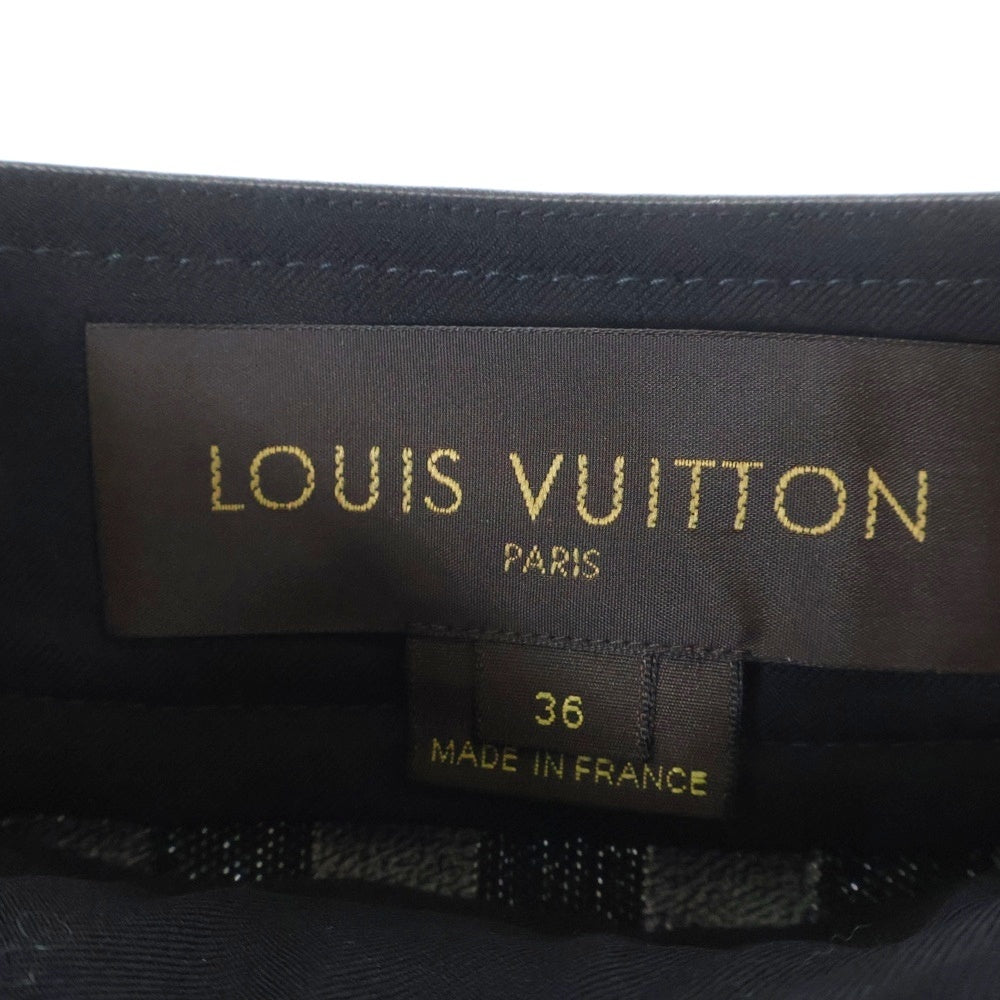 LOUIS VUITTON(ルイヴィトン) 17SS ダミエ LVロゴバックル レザー切替スカート ブラック レディース RW171W XDY FBSK07
