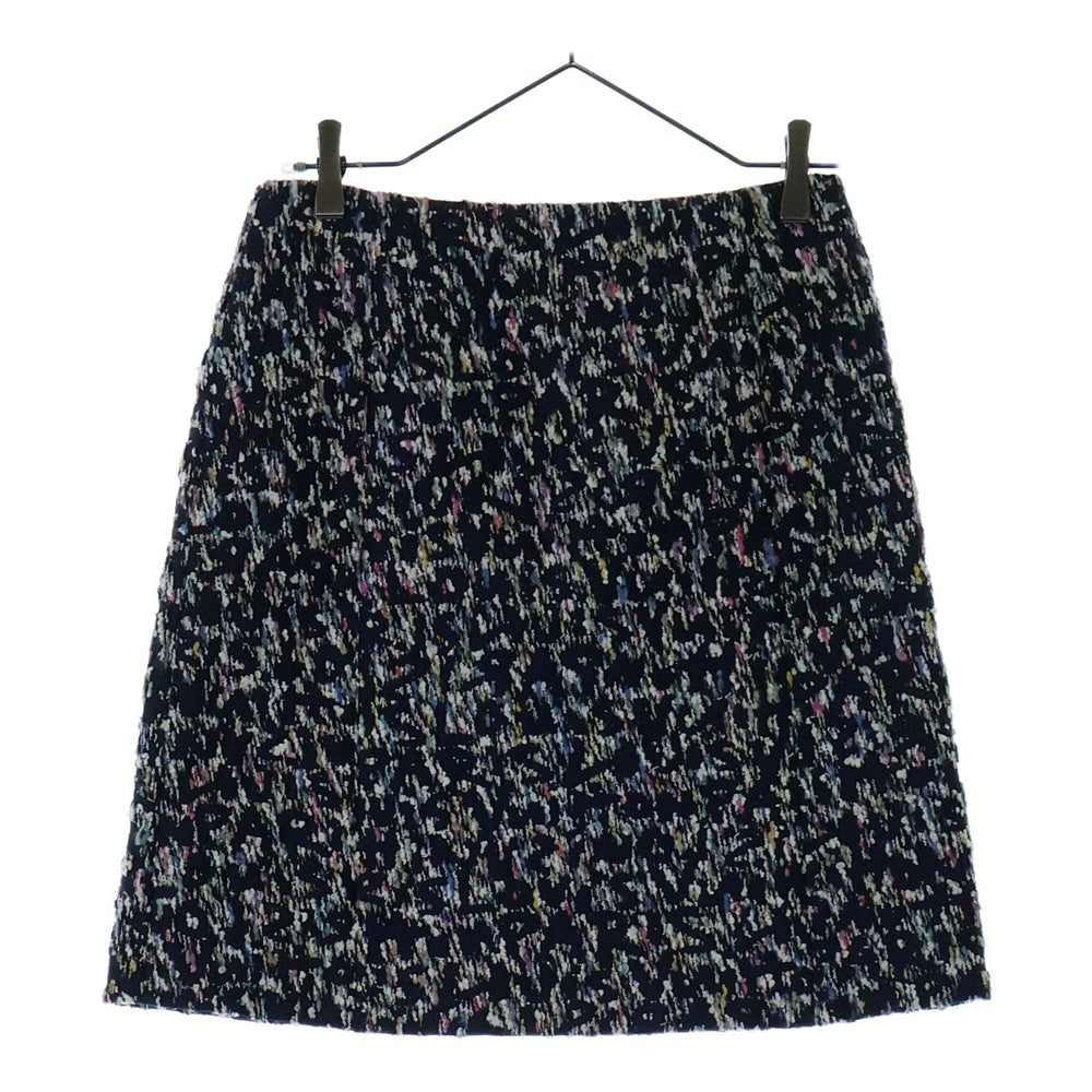 LOUIS VUITTON(ルイヴィトン) ツイード 総柄 フロントジップ ミニスカート ネイビー レディース RW142A F6SK06B1H