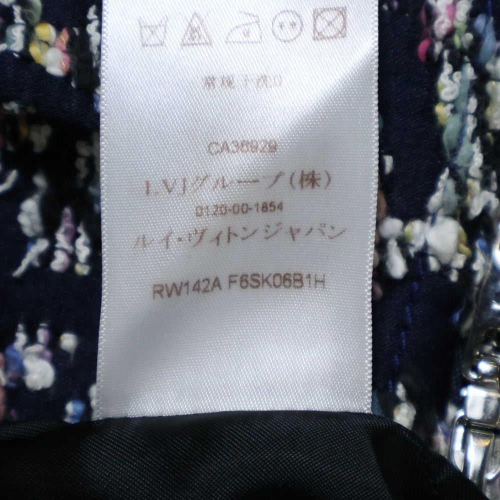 LOUIS VUITTON(ルイヴィトン) ツイード 総柄 フロントジップ ミニスカート ネイビー レディース RW142A F6SK06B1H
