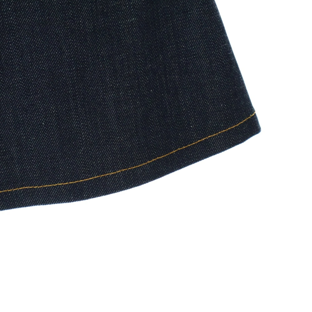 LOUIS VUITTON(ルイヴィトン) 15AW レザー切替 フロントジップ デニムスカート インディゴ RW152A F8SK13CKJ レディース