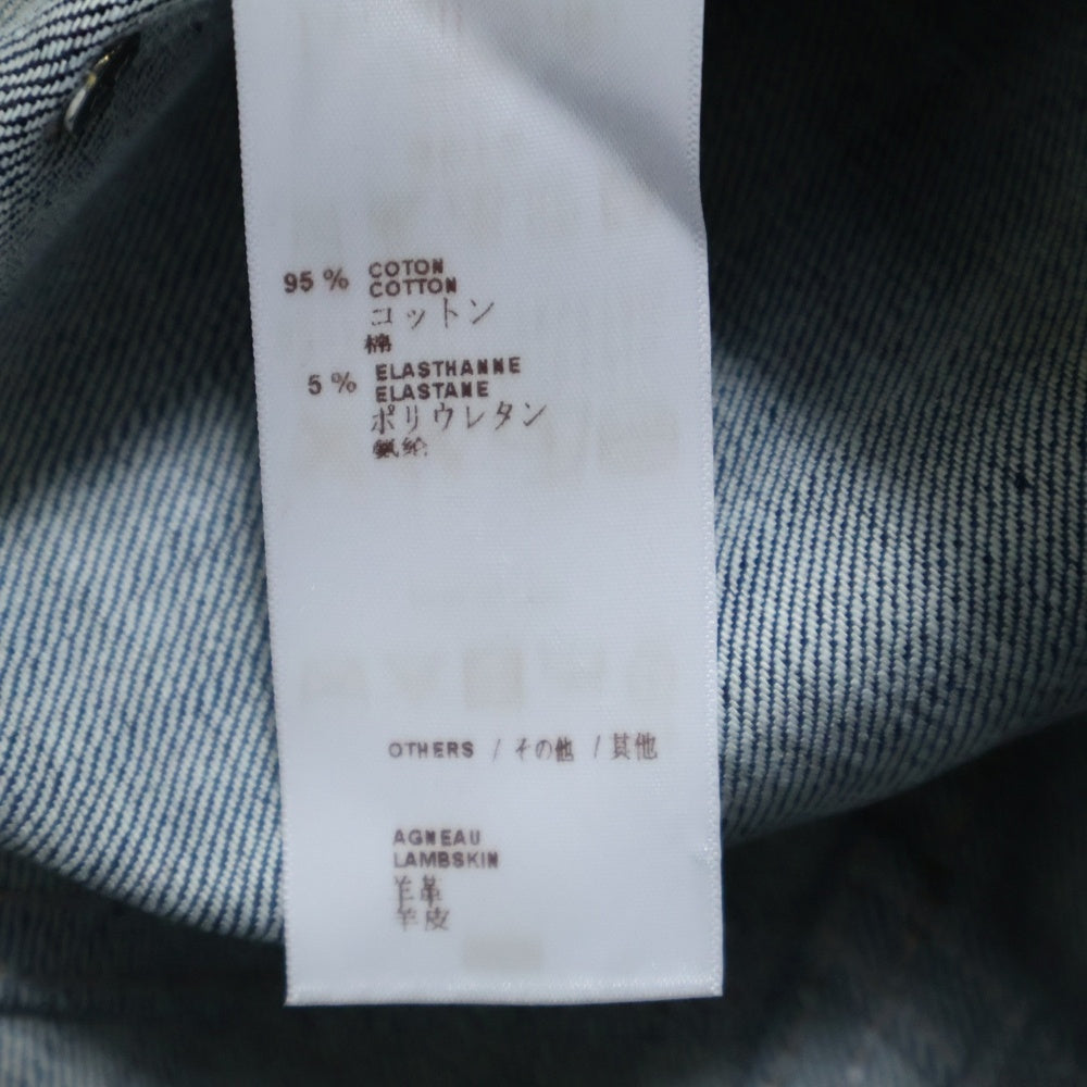 LOUIS VUITTON(ルイヴィトン) 15AW レザー切替 フロントジップ デニムスカート インディゴ RW152A F8SK13CKJ レディース