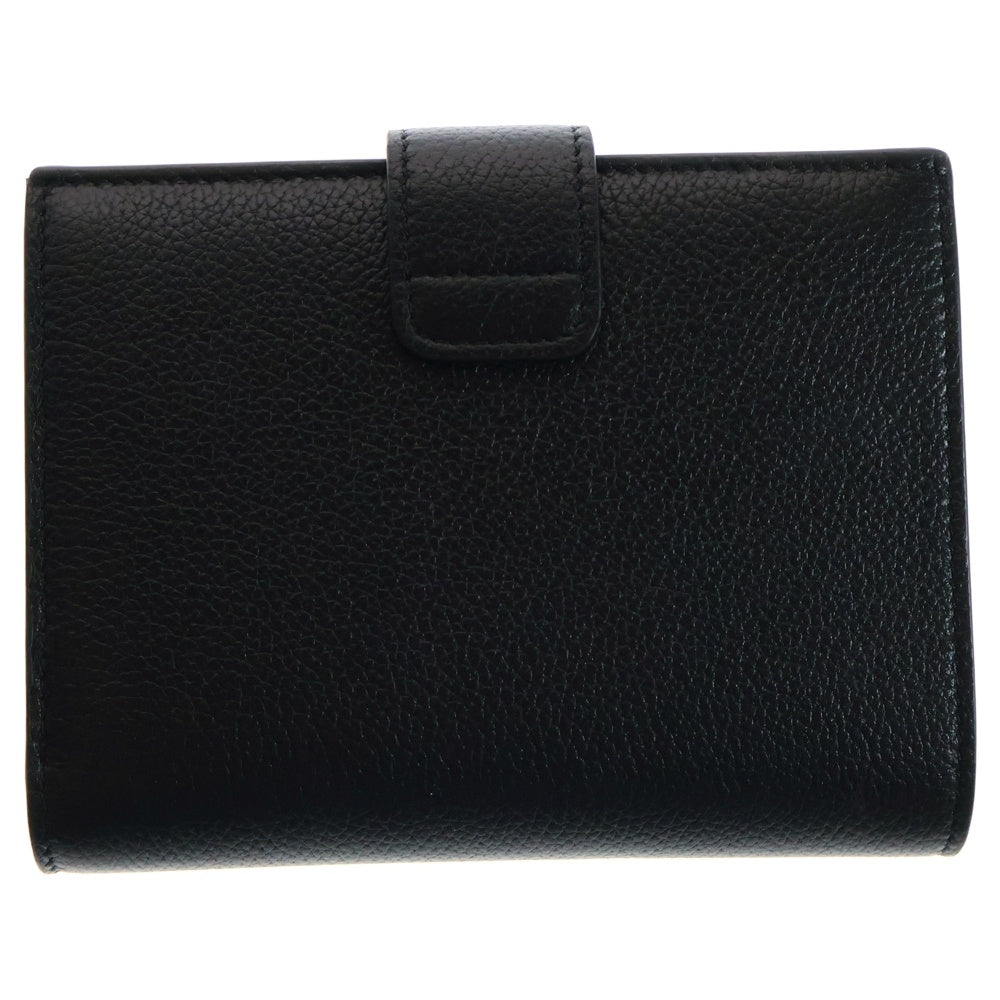 CELINE(セリーヌ) トリオンフ ミディアム ストラップ ウォレット ニノ コンパクト 二つ折り財布 カードケース ブラック ゴールド金具 レザー 10M913GHH