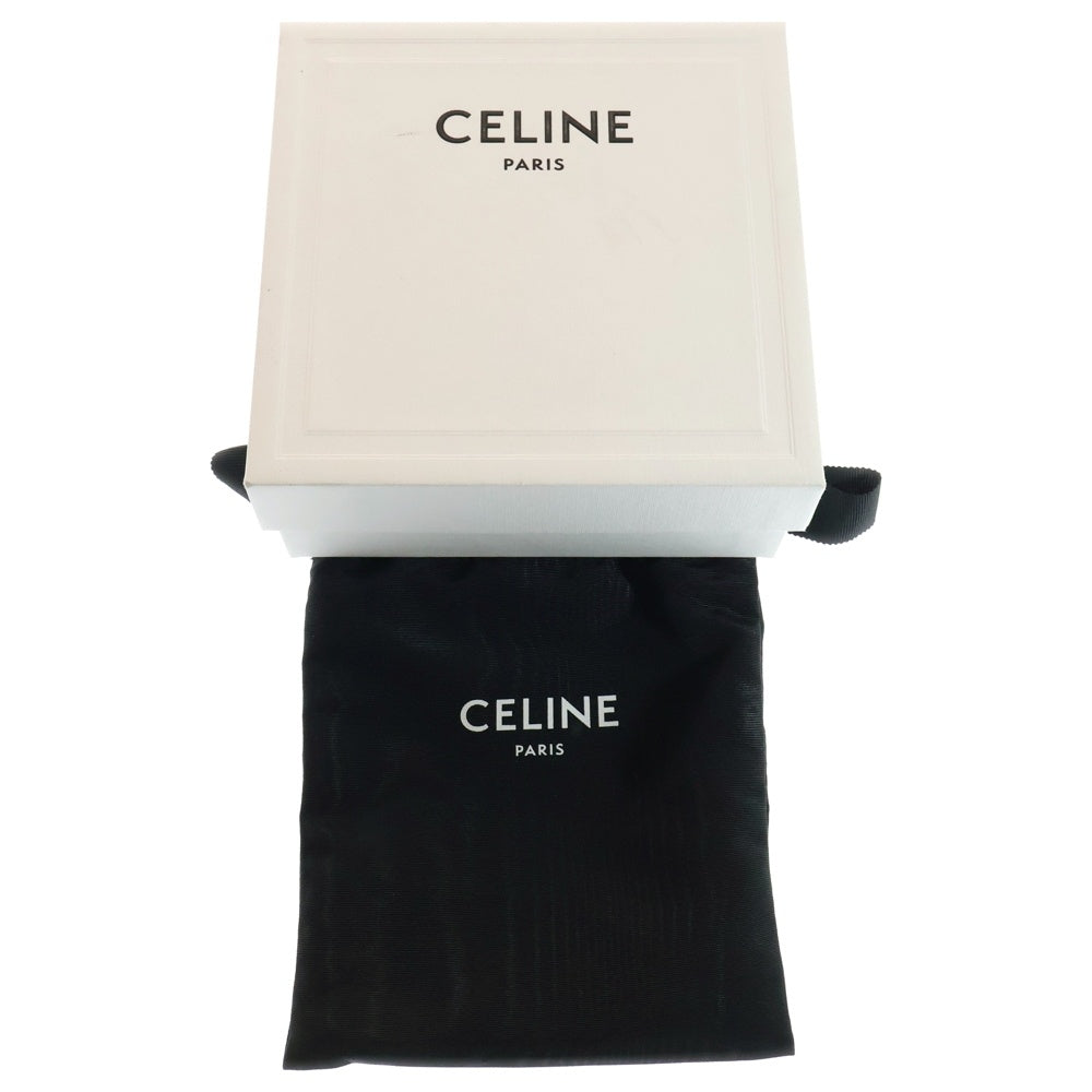 CELINE(セリーヌ) トリオンフ ミディアム ストラップ ウォレット ニノ コンパクト 二つ折り財布 カードケース ブラック ゴールド金具 レザー 10M913GHH