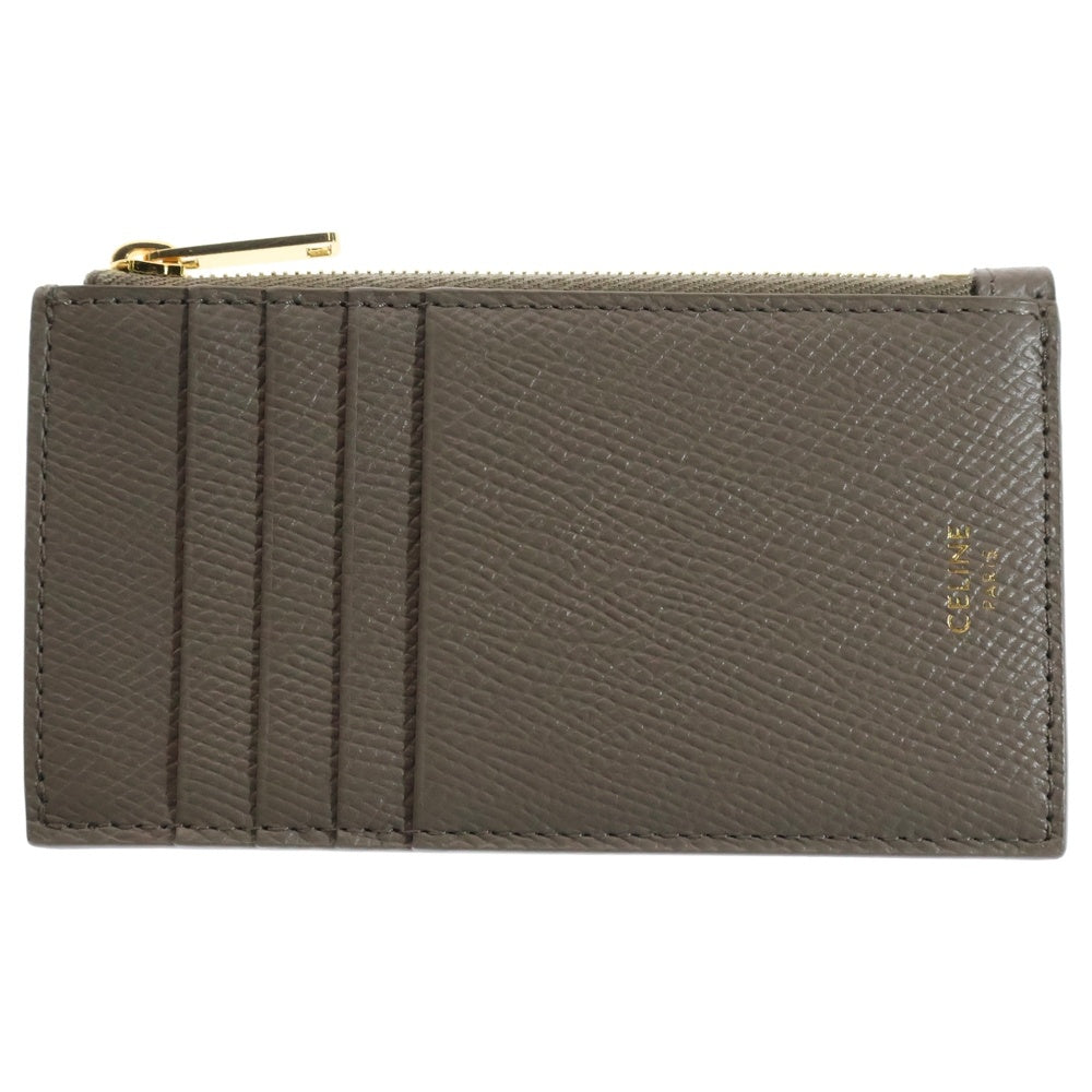 CELINE(セリーヌ) カードケース コインケース 名刺入れ グレージュ ゴールド金具 レザー