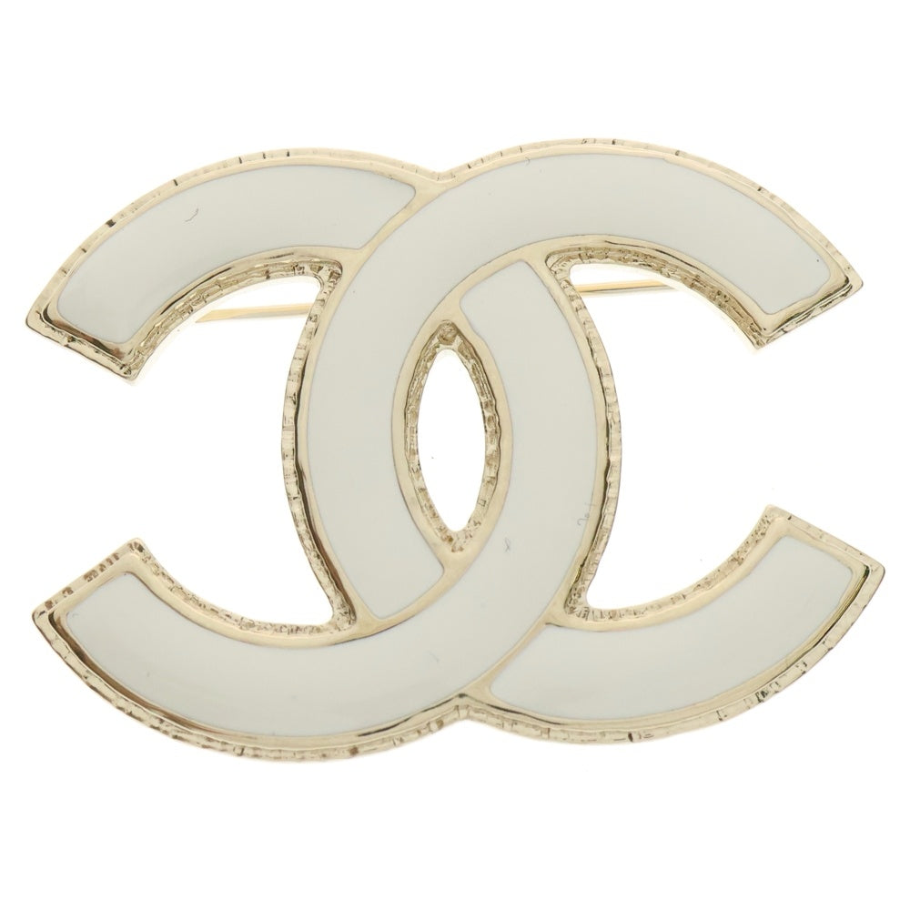 CHANEL(シャネル) シャネル ココマーク ブローチ バッジ ホワイト×ゴールド B22A