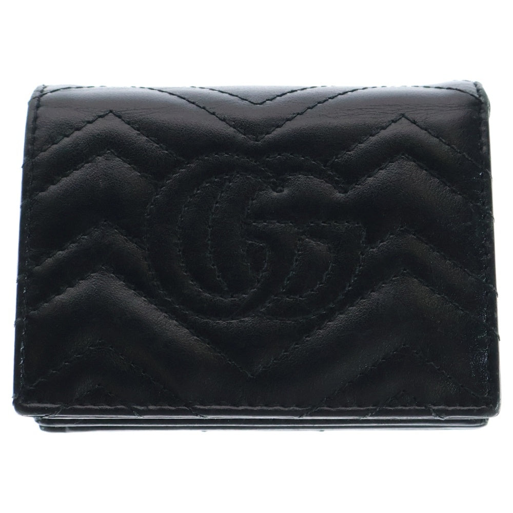 GUCCI(グッチ) GGマーモント キルティングレザーコンパクトウォレット 二つ折り財布 ブラック 466492