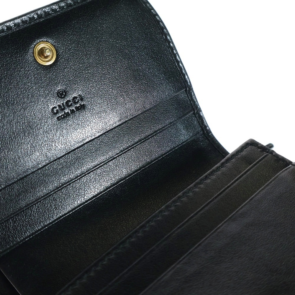 GUCCI(グッチ) GGマーモント キルティングレザーコンパクトウォレット 二つ折り財布 ブラック 466492