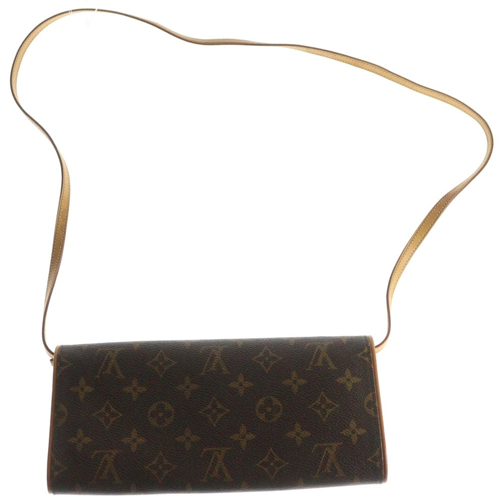 LOUIS VUITTON(ルイヴィトン) モノグラム ポシェットツインGM ショルダーポシェット ショルダーバッグ ミニバッグ ブラウン レザー×PVC ゴールド金具 M51852
