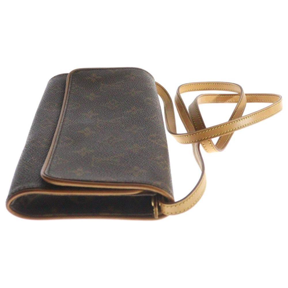 LOUIS VUITTON(ルイヴィトン) モノグラム ポシェットツインGM ショルダーポシェット ショルダーバッグ ミニバッグ ブラウン レザー×PVC ゴールド金具 M51852