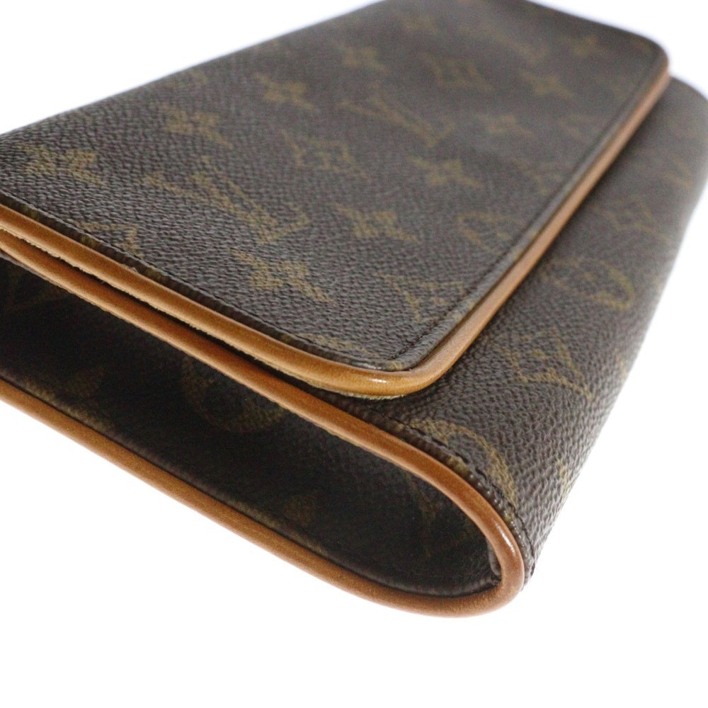 LOUIS VUITTON(ルイヴィトン) モノグラム ポシェットツインGM ショルダーポシェット ショルダーバッグ ミニバッグ ブラウン レザー×PVC ゴールド金具 M51852