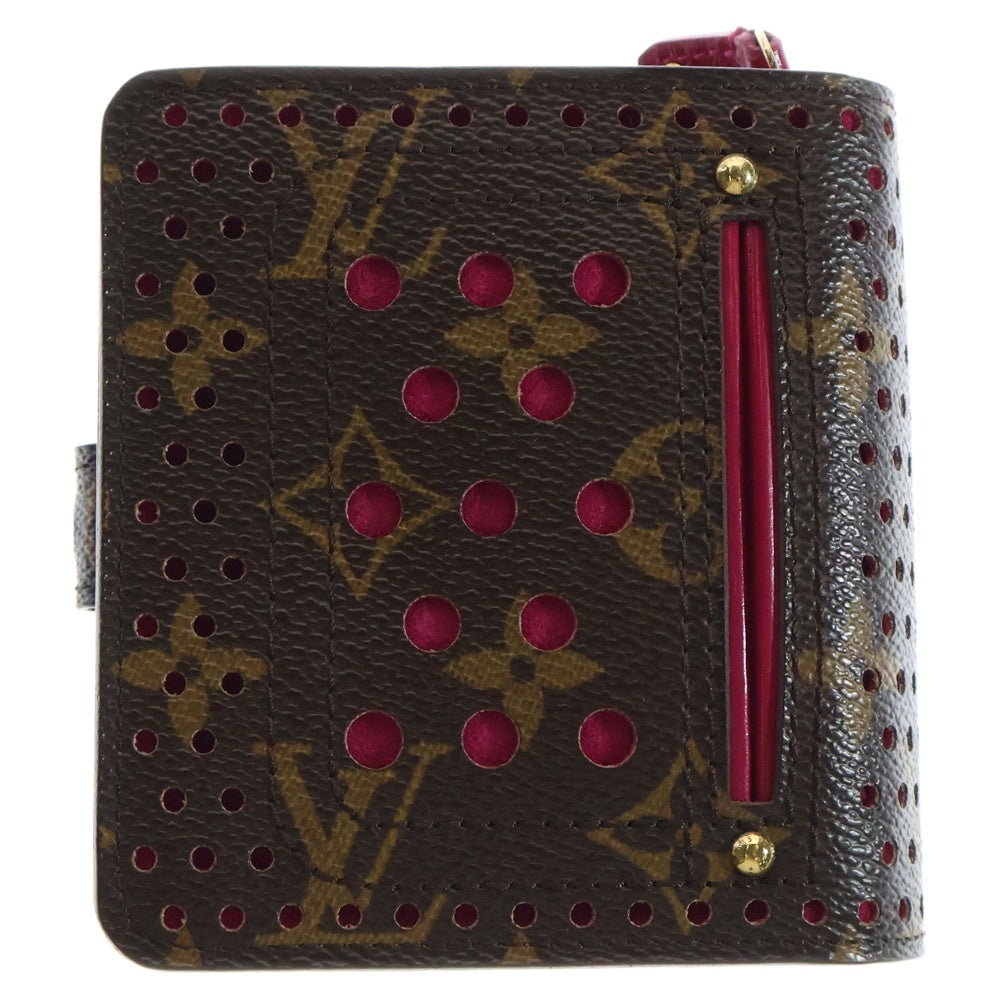 LOUIS VUITTON(ルイヴィトン) モノグラム ペルフォ コンパクトウォレット 二つ折り財布 コインケース ブラウン×ピンク ゴールド金具 PVC M95188