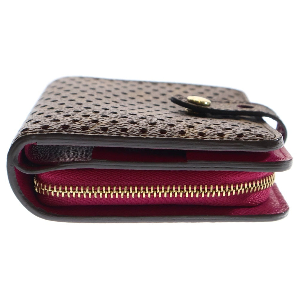 LOUIS VUITTON(ルイヴィトン) モノグラム ペルフォ コンパクトウォレット 二つ折り財布 コインケース ブラウン×ピンク ゴールド金具 PVC M95188