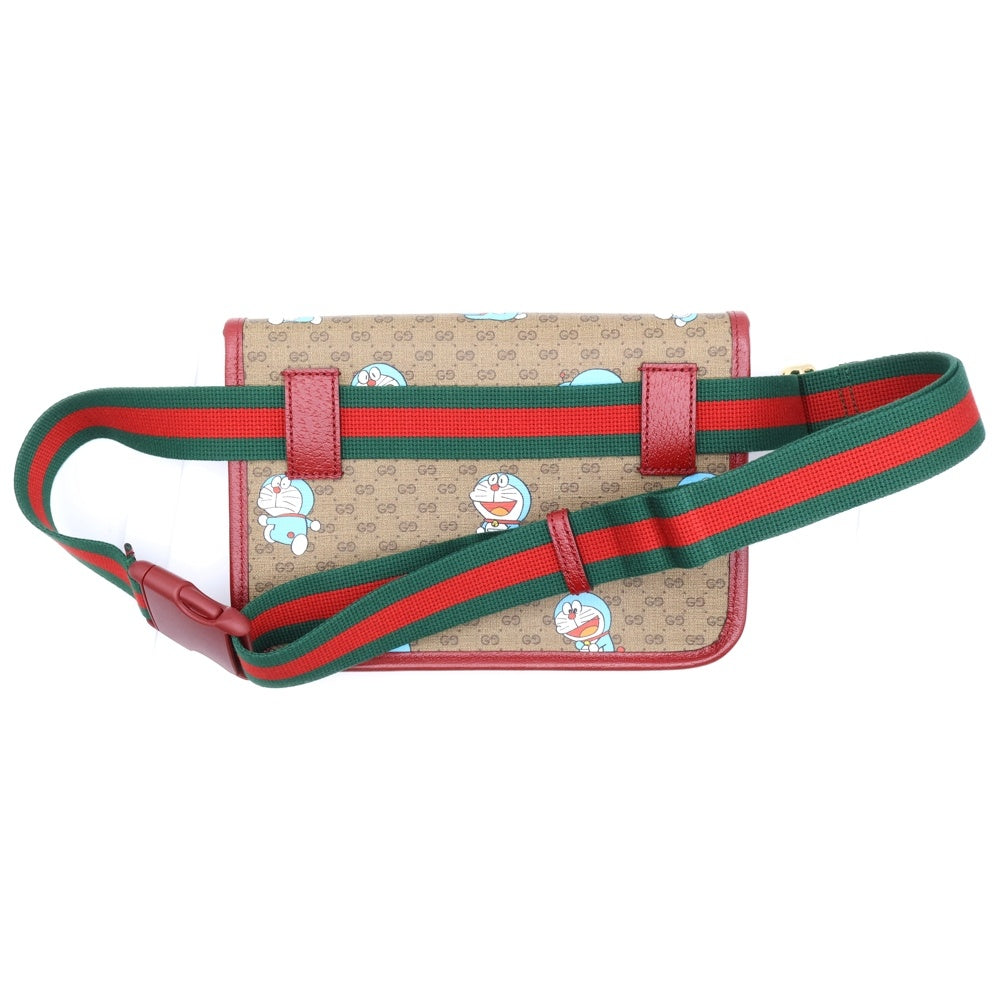 GUCCI(グッチ) ドラえもん GGスプリーム ウエストバッグ ベージュ×ボルドー PVCレザー 647617