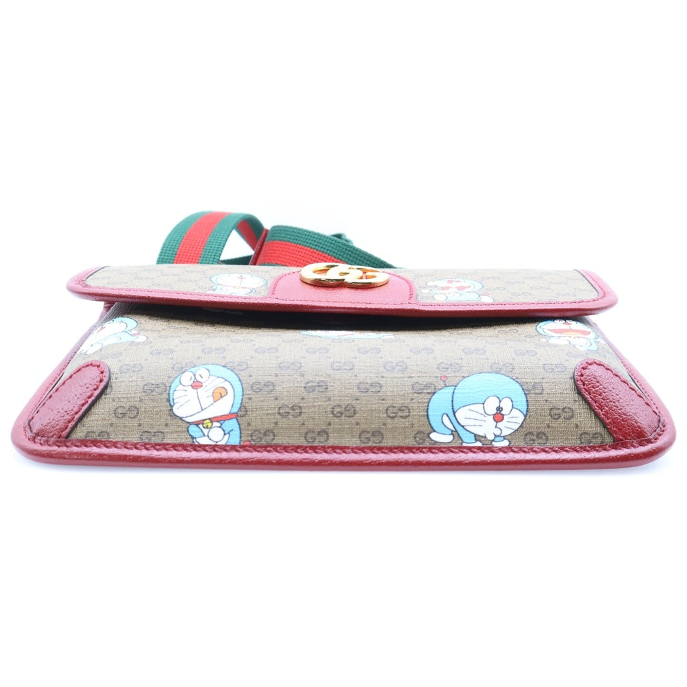 GUCCI(グッチ) ドラえもん GGスプリーム ウエストバッグ ベージュ×ボルドー PVCレザー 647617