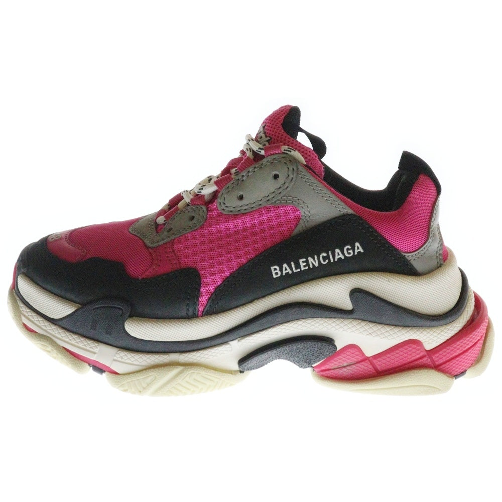 BALENCIAGA(バレンシアガ) Triple S ユーズド加工 レースアップ ローカットスニーカー シューズ ピンク 524039