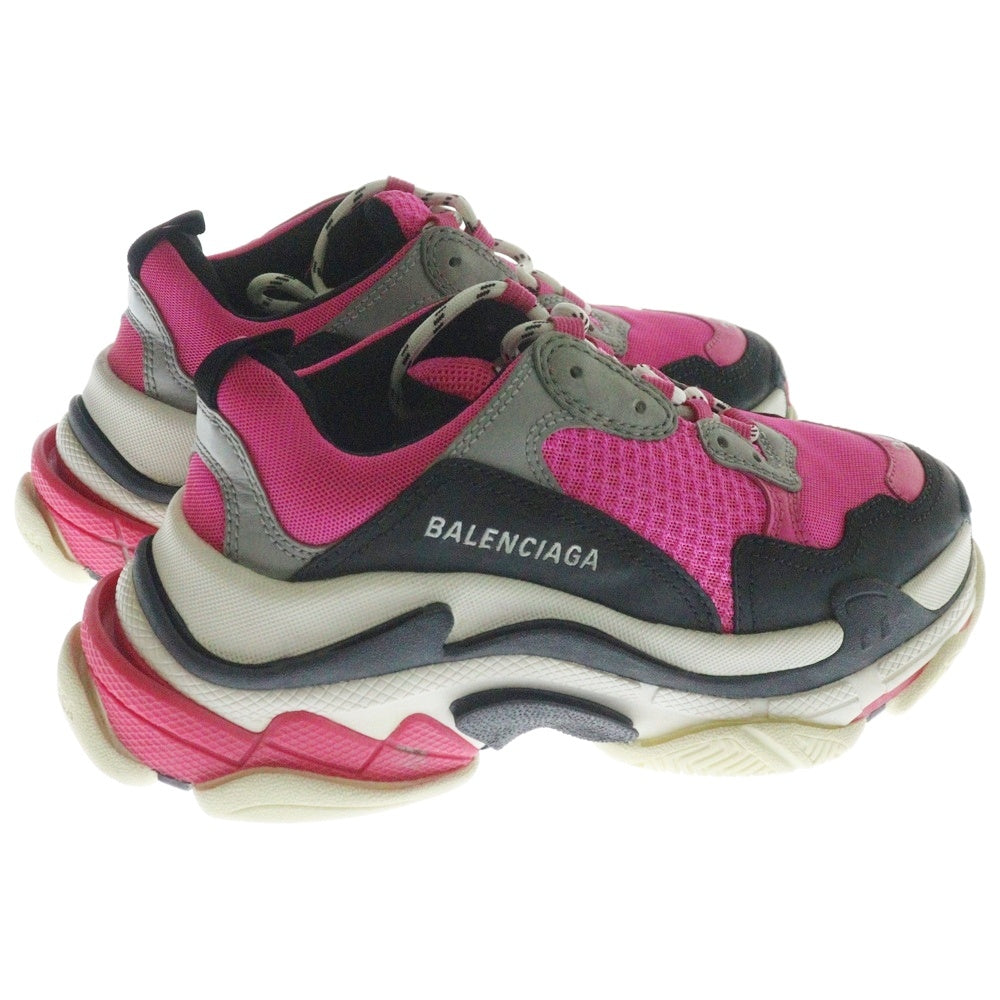 BALENCIAGA(バレンシアガ) Triple S ユーズド加工 レースアップ ローカットスニーカー シューズ ピンク 524039
