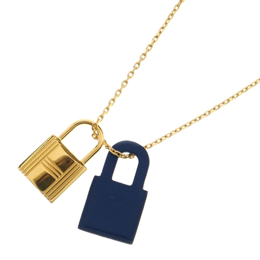 HERMES(エルメス) オーケリー ネックレス ペンダント パドロック ゴールド×ブルー D刻印