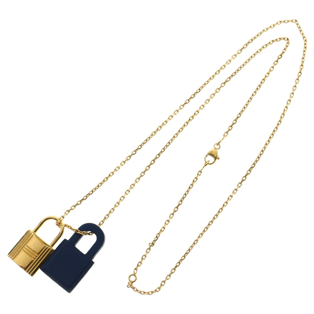 HERMES(エルメス) オーケリー ネックレス ペンダント パドロック ゴールド×ブルー D刻印