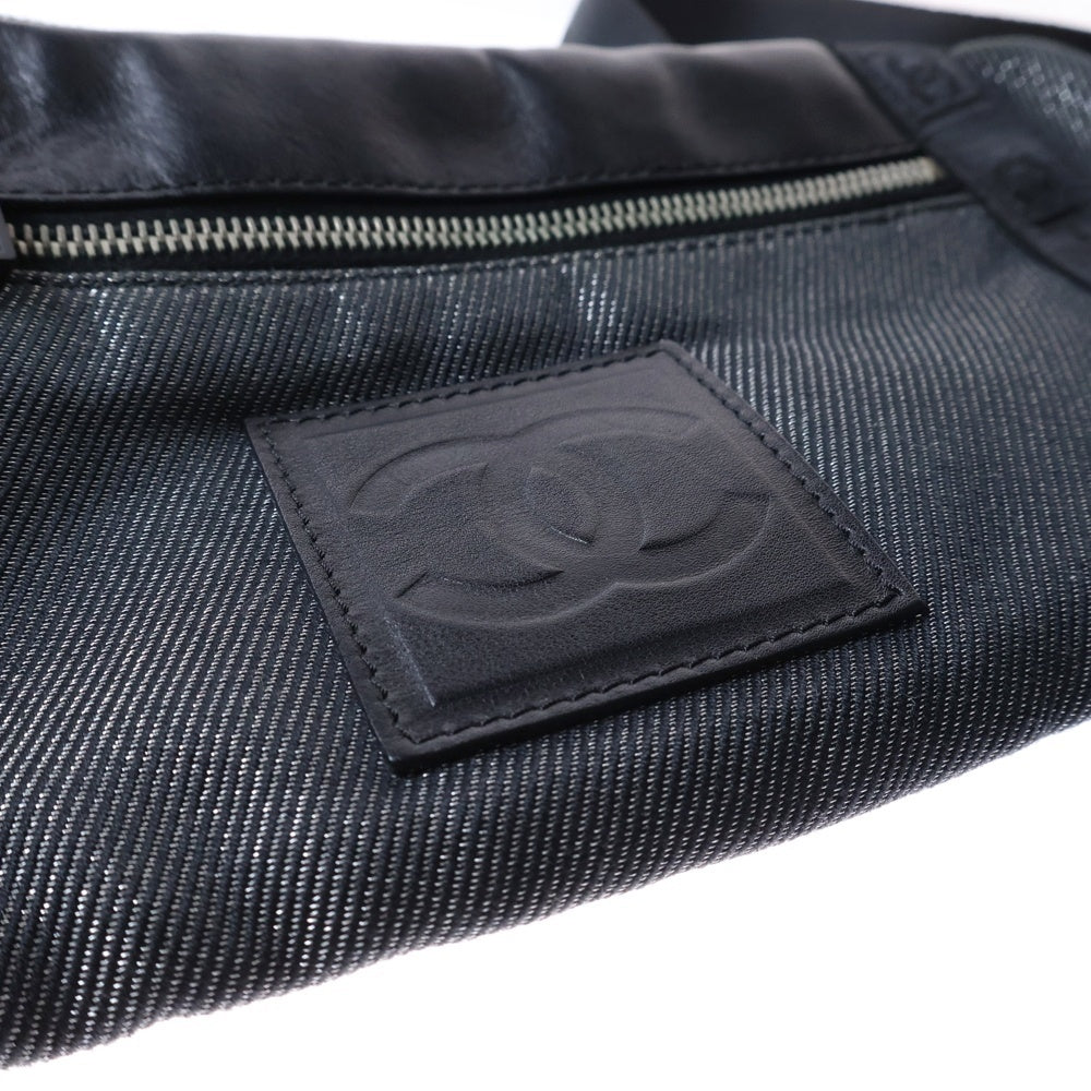 CHANEL(シャネル) スポーツライン ココマーク ウエストポーチ ボディバッグ ショルダーバッグ ブラック×グレー シルバー金具 ナイロン×レザー