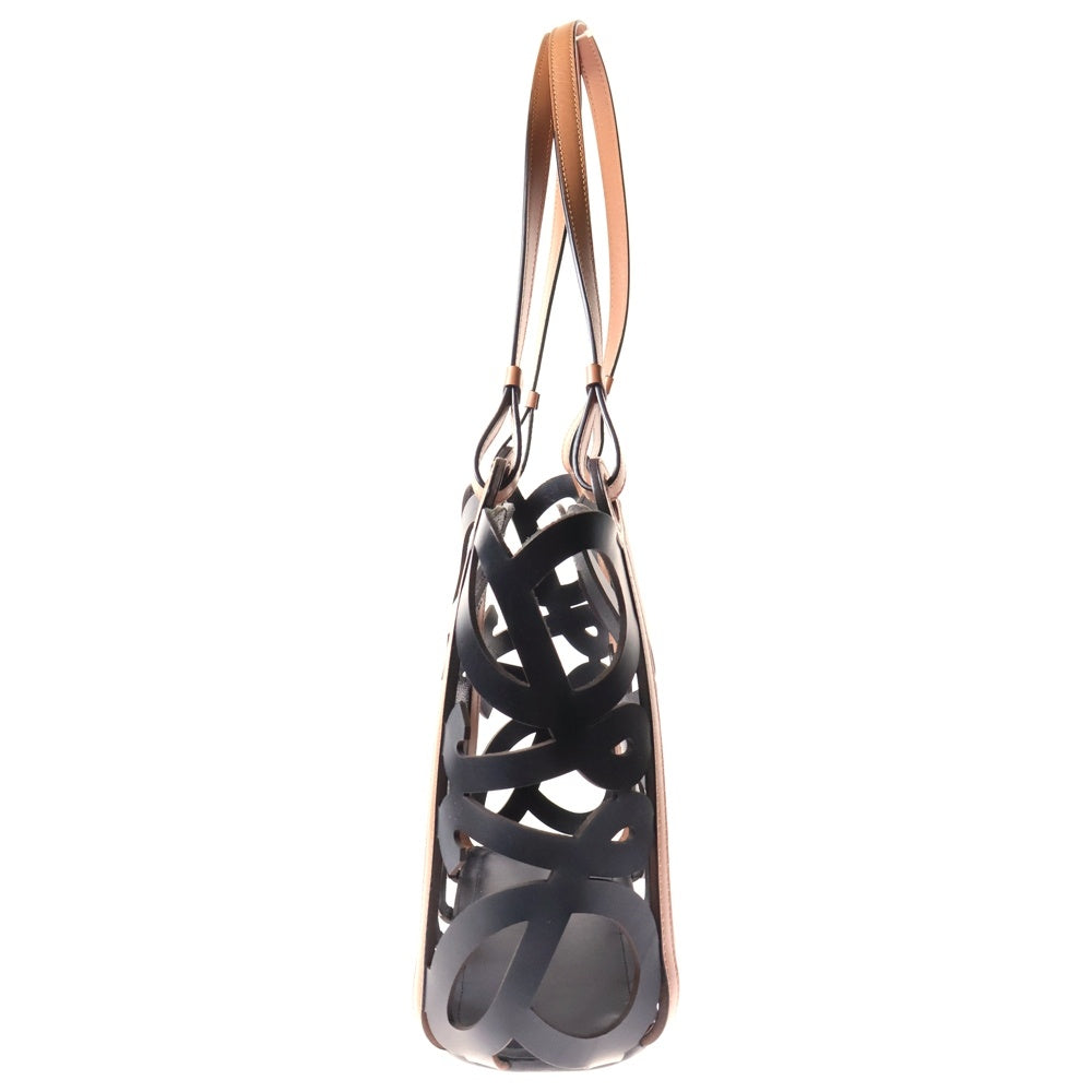 LOEWE(ロエベ) カットアウト トートバック ブラウン×ブラック レザー×キャンバス