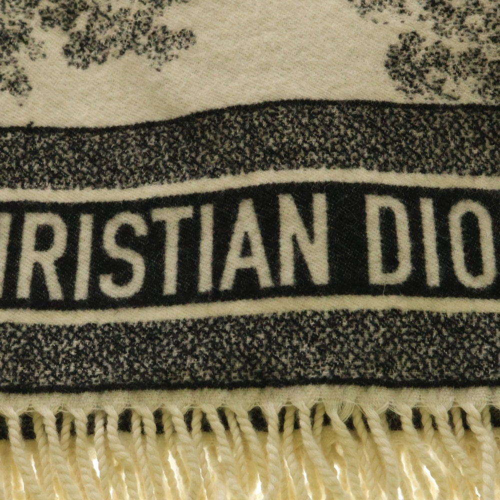 Christian Dior(クリスチャンディオール) ロゴ トワルドゥジュイ ウール 大判ストール マフラー ブランケット ブラック×アイボリー