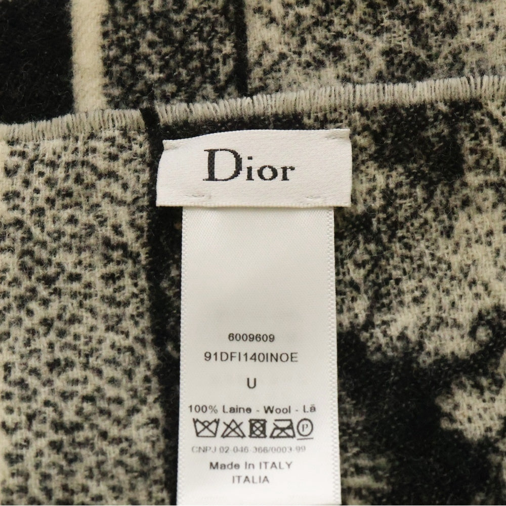 Christian Dior(クリスチャンディオール) ロゴ トワルドゥジュイ ウール 大判ストール マフラー ブランケット ブラック×アイボリー