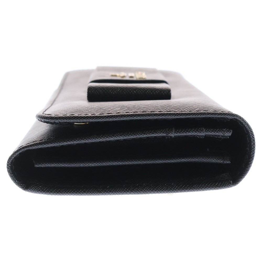 PRADA(プラダ) サフィアーノ リボン 二つ折り長財布 ロングウォレット カードケース ブラック ゴールド金具 レザー 1M1132