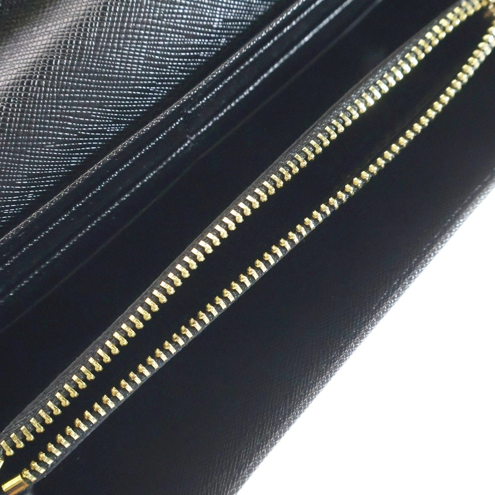 PRADA(プラダ) サフィアーノ リボン 二つ折り長財布 ロングウォレット カードケース ブラック ゴールド金具 レザー 1M1132