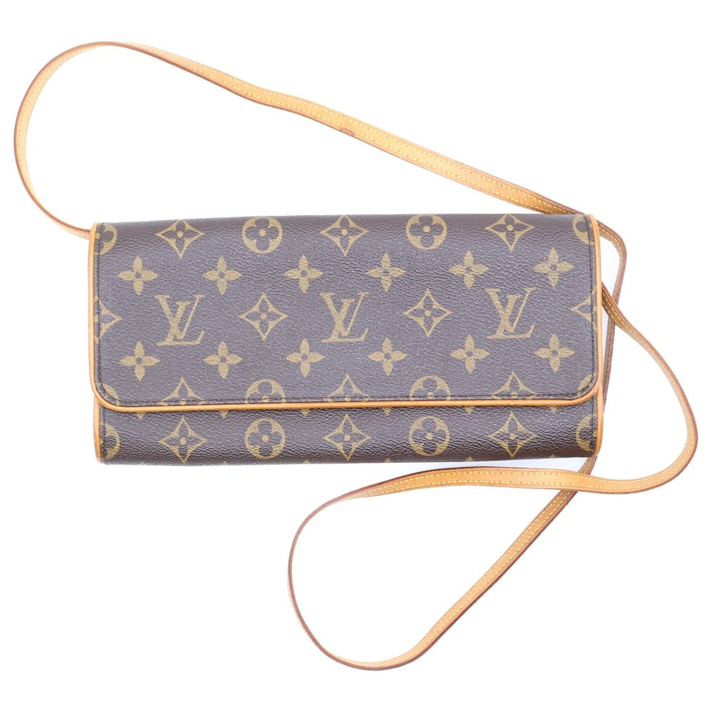 LOUIS VUITTON(ルイヴィトン) ポシェットツインPM モノグラム PVC レザー ショルダーバッグ ゴールド金具 ブラウン M51854