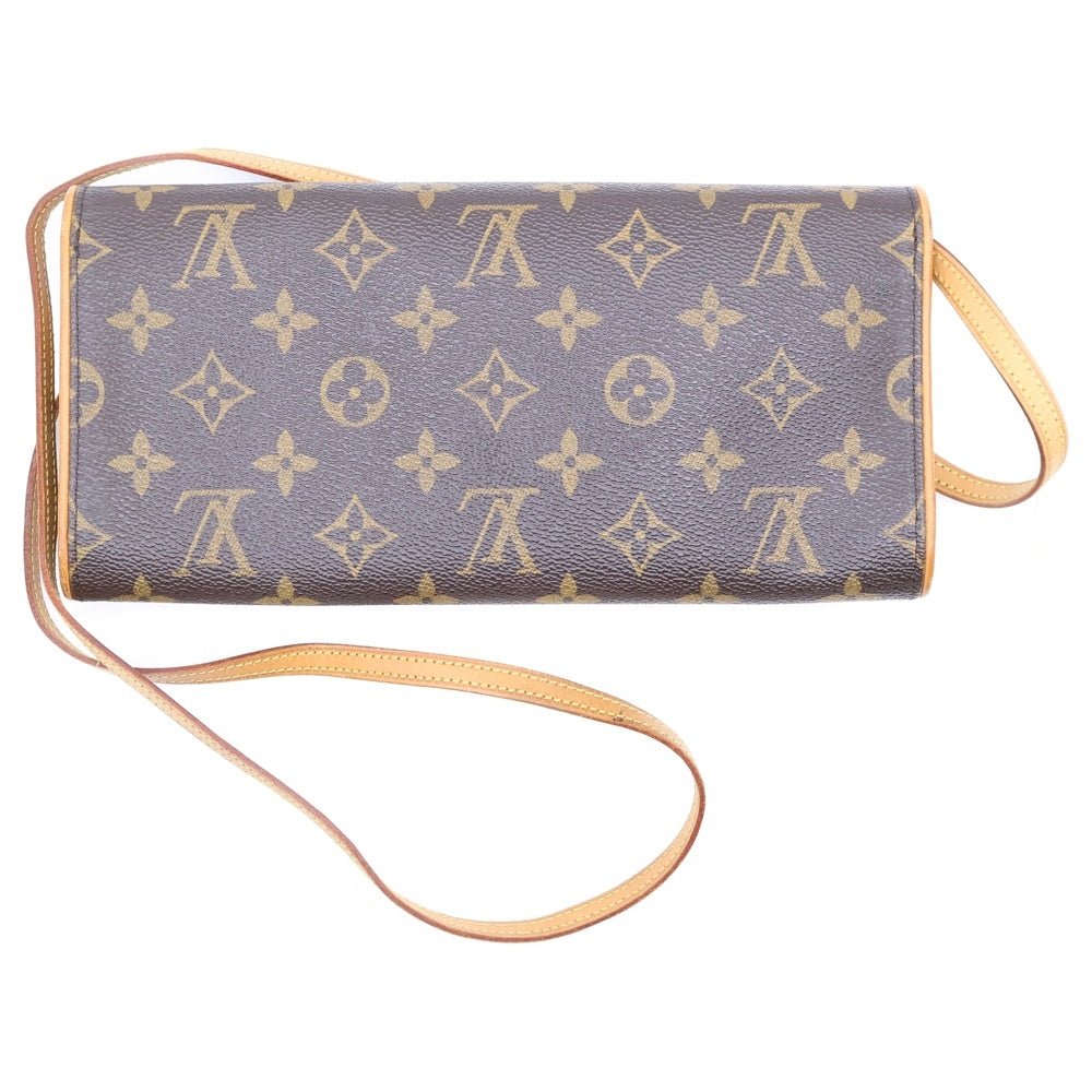 LOUIS VUITTON(ルイヴィトン) ポシェットツインPM モノグラム PVC レザー ショルダーバッグ ゴールド金具 ブラウン M51854