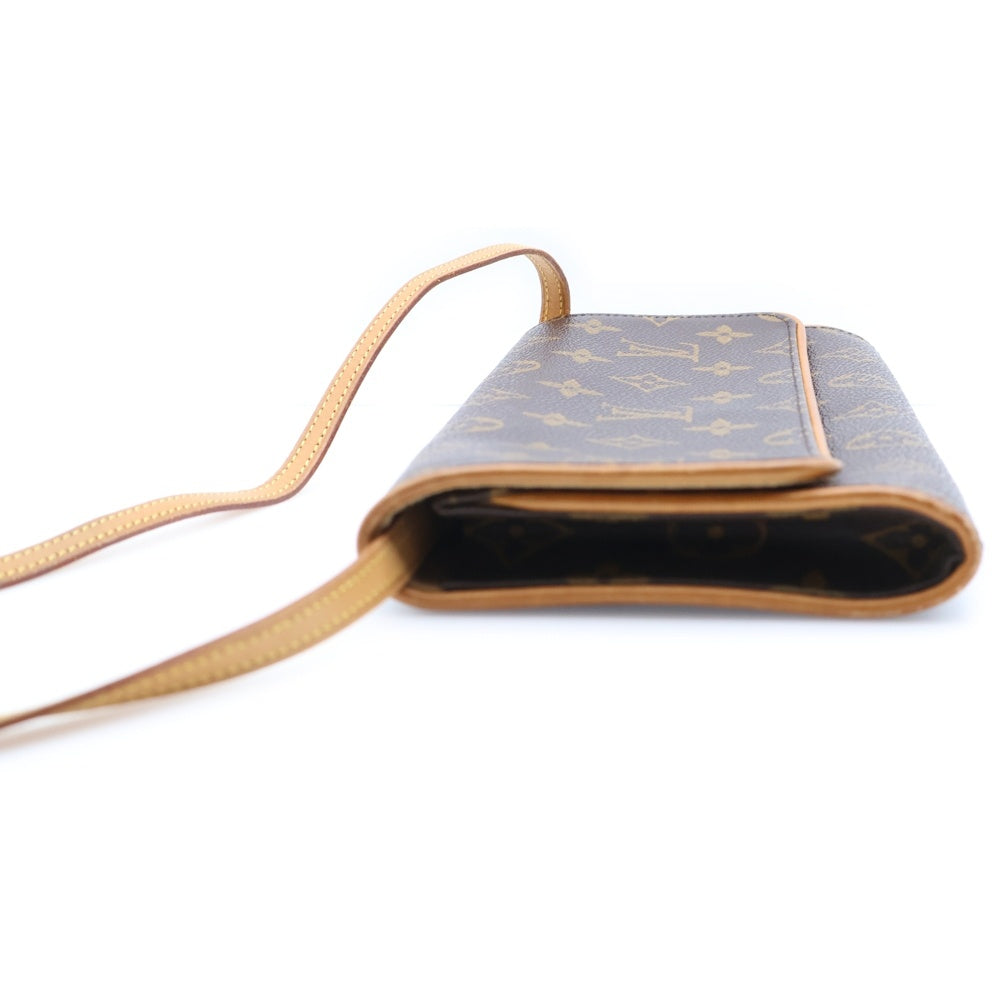 LOUIS VUITTON(ルイヴィトン) ポシェットツインPM モノグラム PVC レザー ショルダーバッグ ゴールド金具 ブラウン M51854