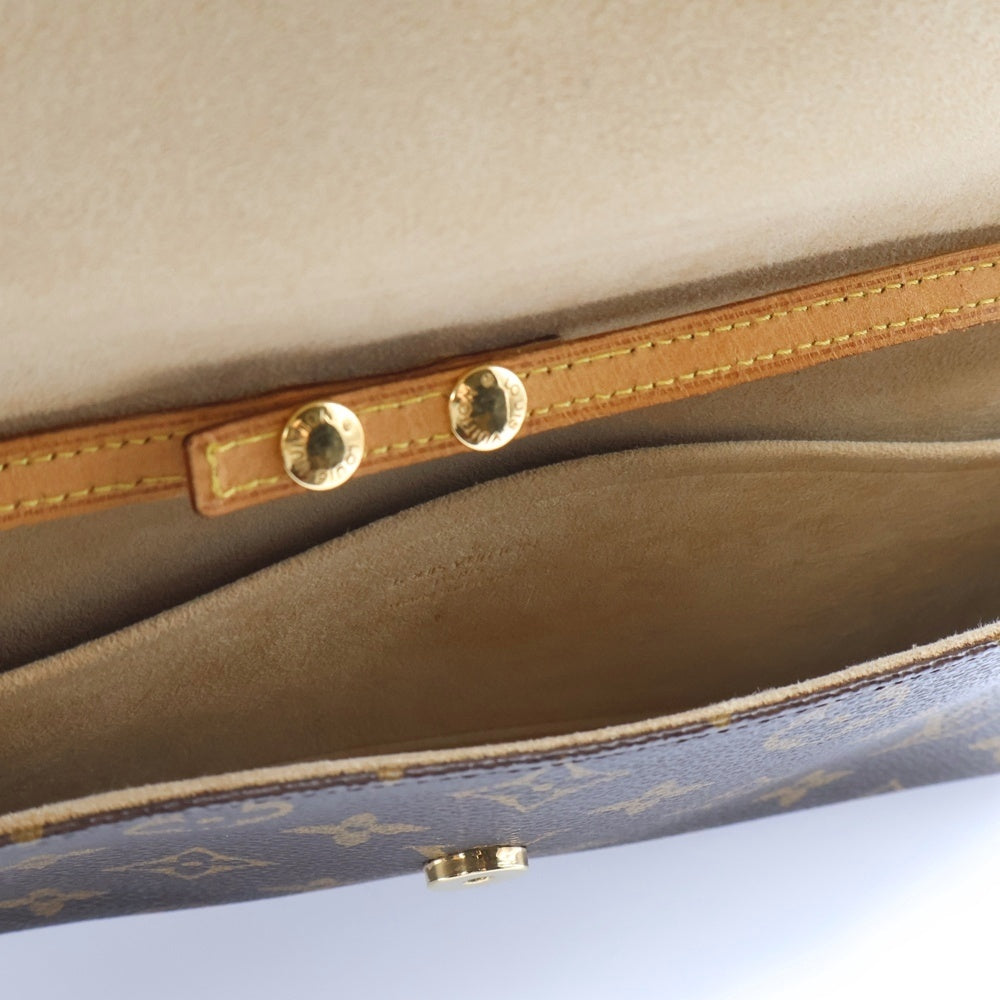 LOUIS VUITTON(ルイヴィトン) ポシェットツインPM モノグラム PVC レザー ショルダーバッグ ゴールド金具 ブラウン M51854