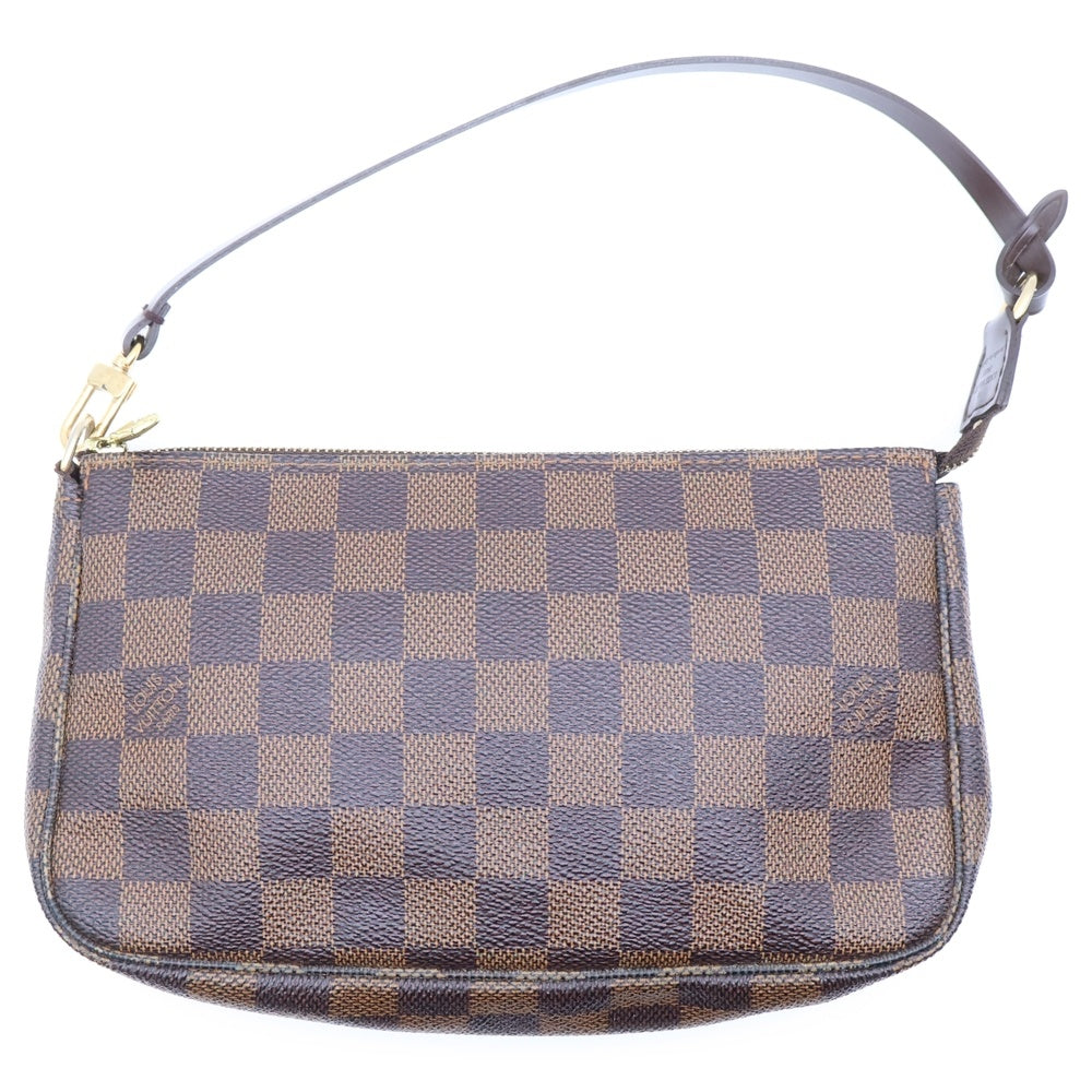 LOUIS VUITTON(ルイヴィトン) ポシェットアクセソワール ダミエ エベヌ PVC レザー アクセサリーポーチ ハンドバッグ ゴールド金具 ブラウン N51985