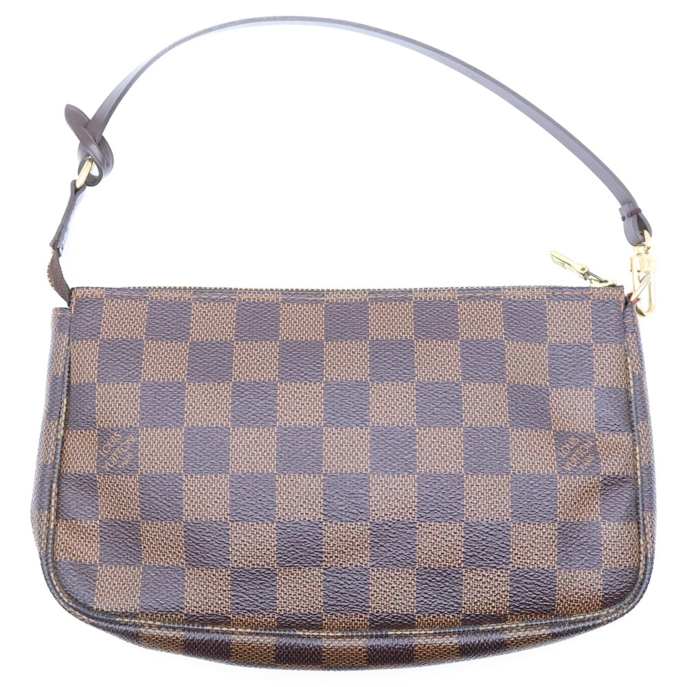 LOUIS VUITTON(ルイヴィトン) ポシェットアクセソワール ダミエ エベヌ PVC レザー アクセサリーポーチ ハンドバッグ ゴールド金具 ブラウン N51985