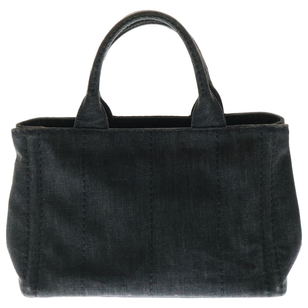PRADA(プラダ) カナパ 2WAYハンドバッグ ショルダーバッグ ブラック デニム グレー ゴールド金具 B24396