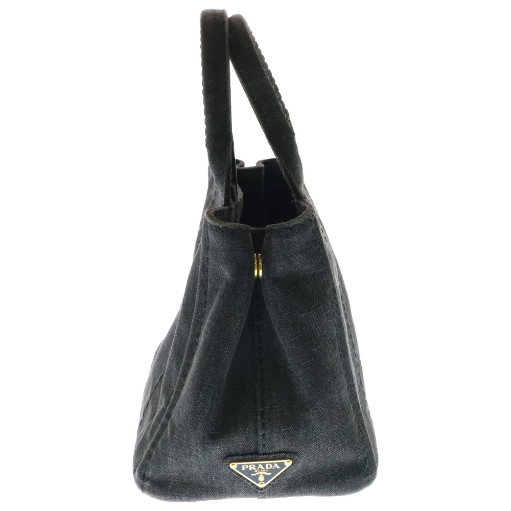 PRADA(プラダ) カナパ 2WAYハンドバッグ ショルダーバッグ ブラック デニム グレー ゴールド金具 B24396