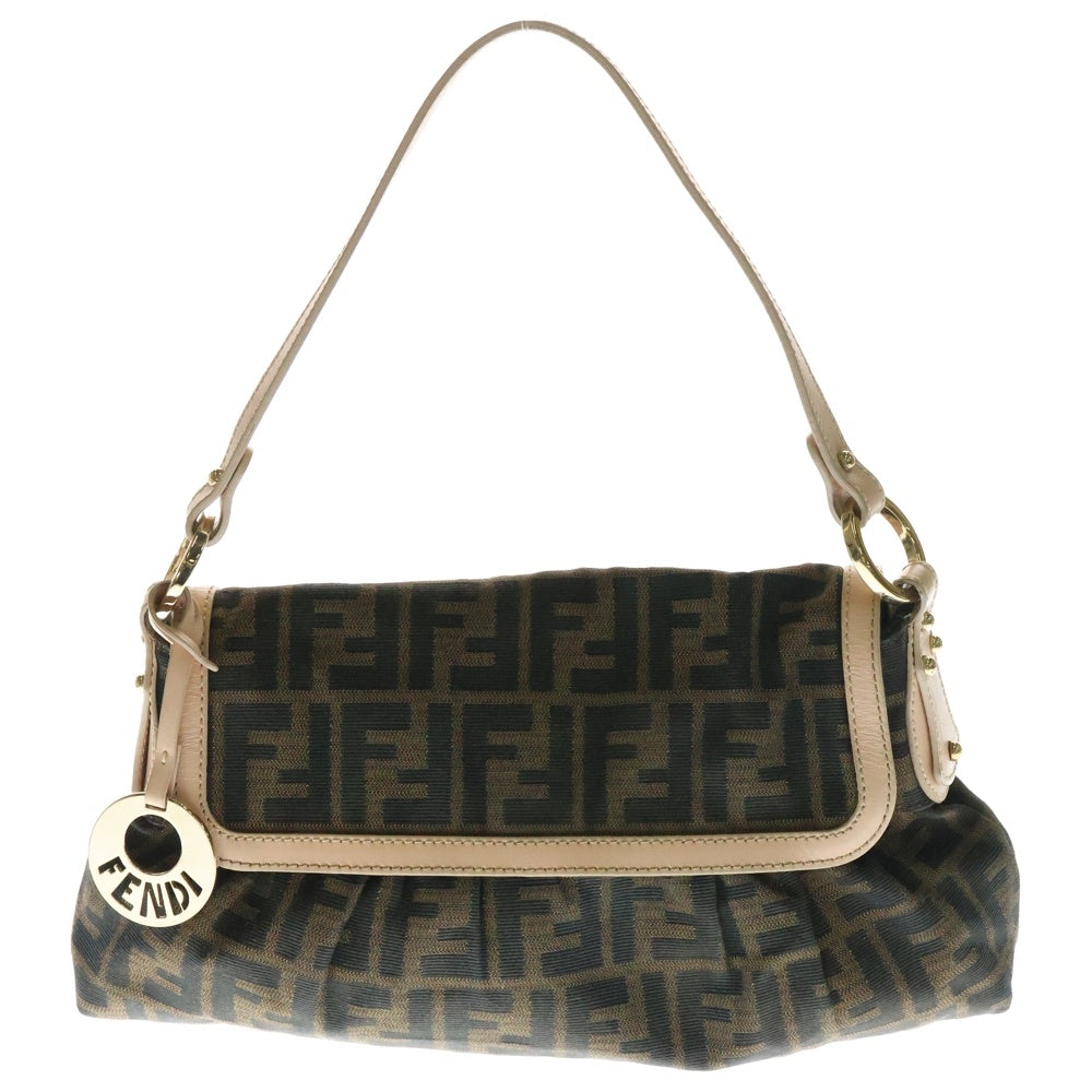 FENDI(フェンディ) ズッカ ワンショルダーバッグ ブラウン×ピンク キャンバス×レザー