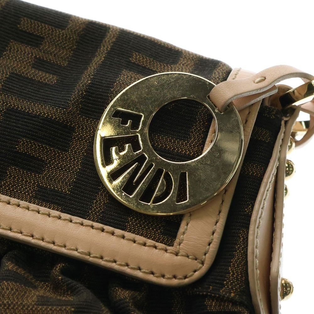 FENDI(フェンディ) ズッカ ワンショルダーバッグ ブラウン×ピンク キャンバス×レザー