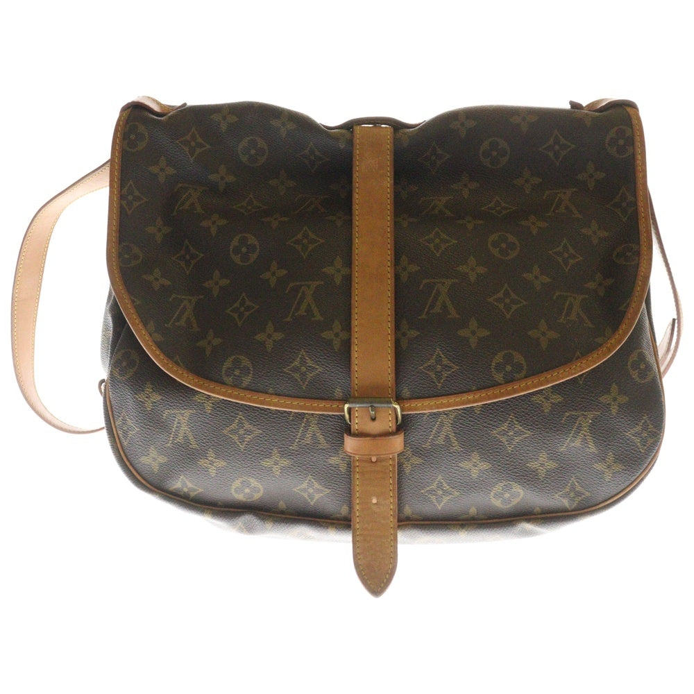 LOUIS VUITTON(ルイヴィトン) モノグラム ソミュール35 ショルダーバッグ ブラウン ゴールド金具 レザー×PVC M42254